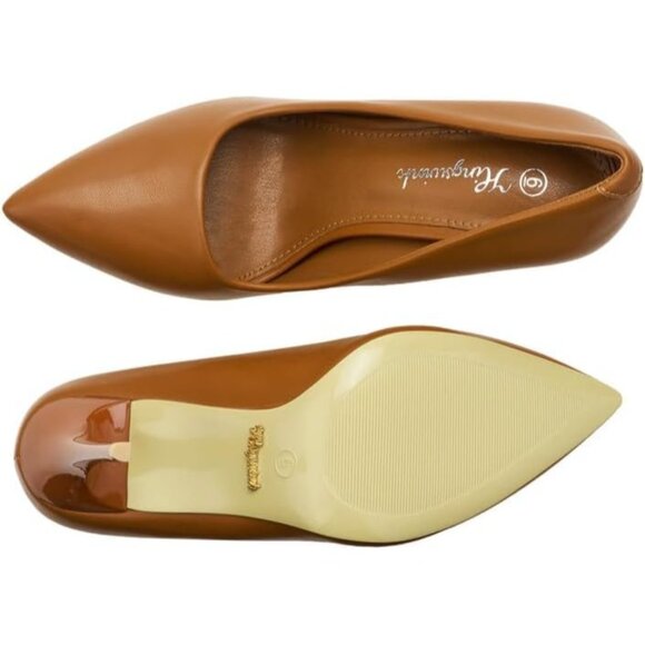 4 Inch PU-Brown Womens Pumps High Heels Stiletto Pointed Closed Toe Bridal Shoes - Picture 6 of 8